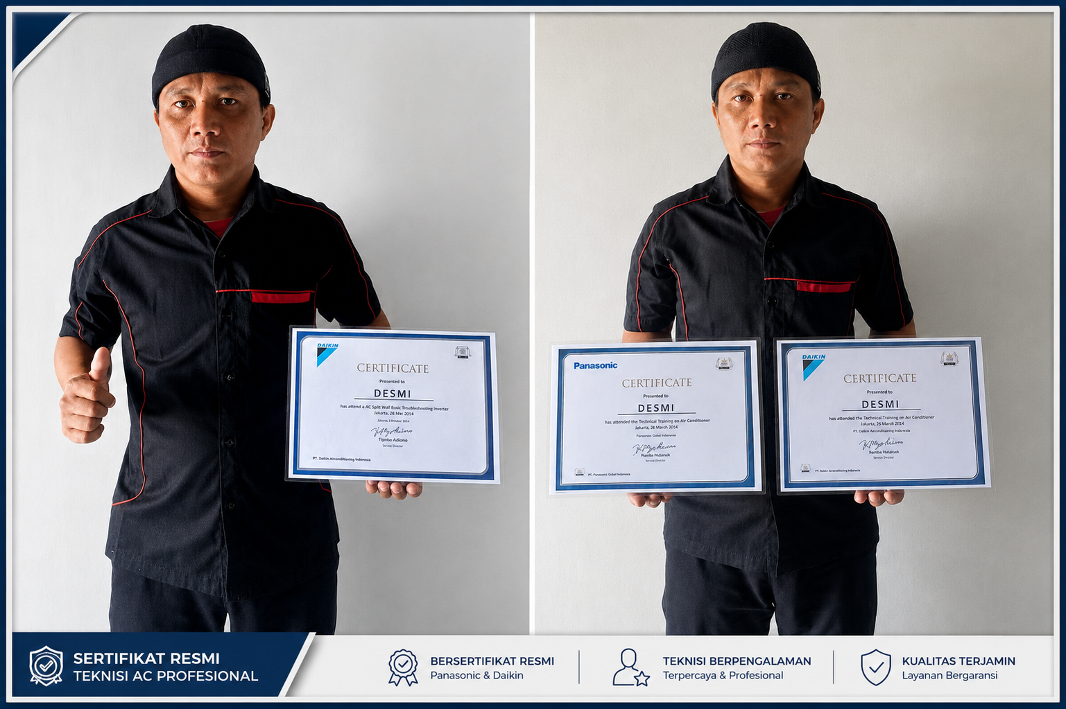 Teknisi Surajaya Teknik sedang melakukan servis AC dengan rapi dan aman
